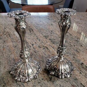 Thomas Bradbury & Son c 1840/43 weighted sterling candlesticks English Victorian